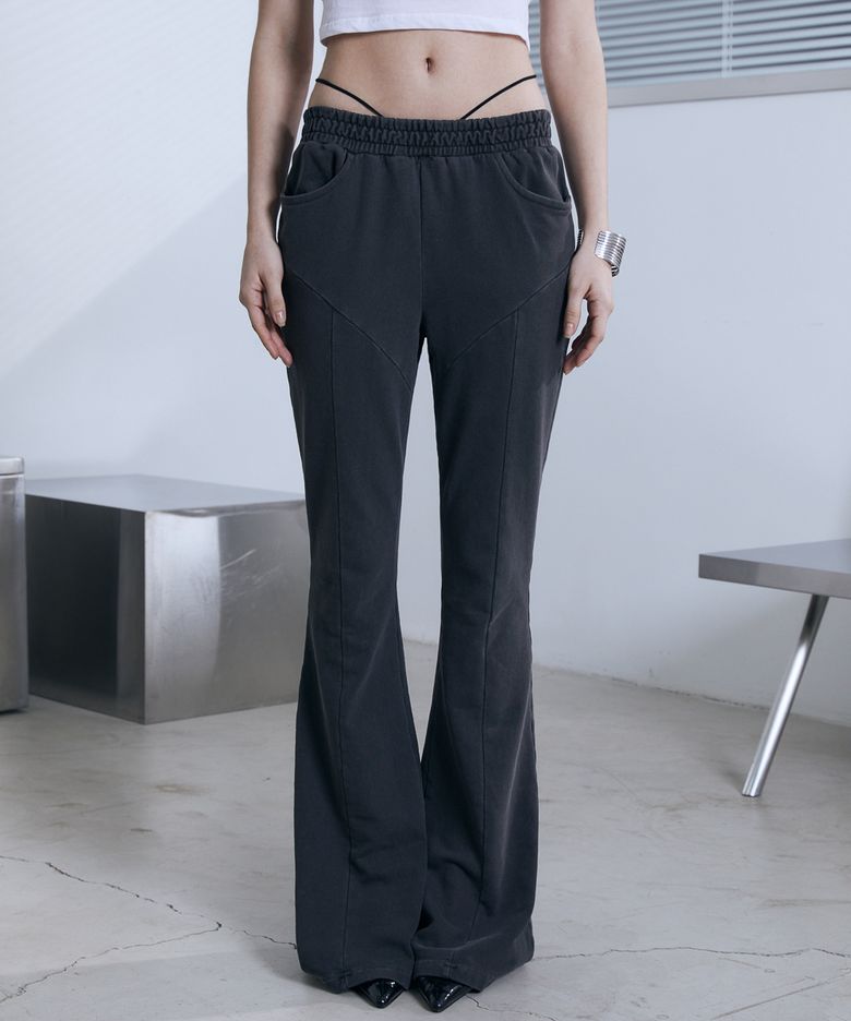 Low-Rise String Bootcut Pants (CHARCOAL)