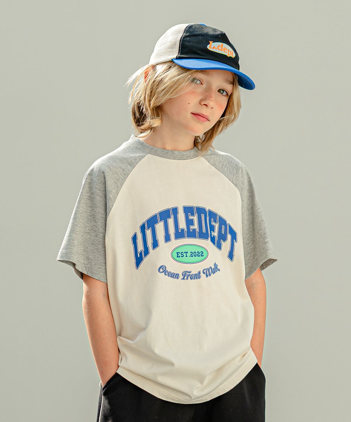리틀뎁(LITTLE DEPT) 베이직 라글란 티셔츠 Grey