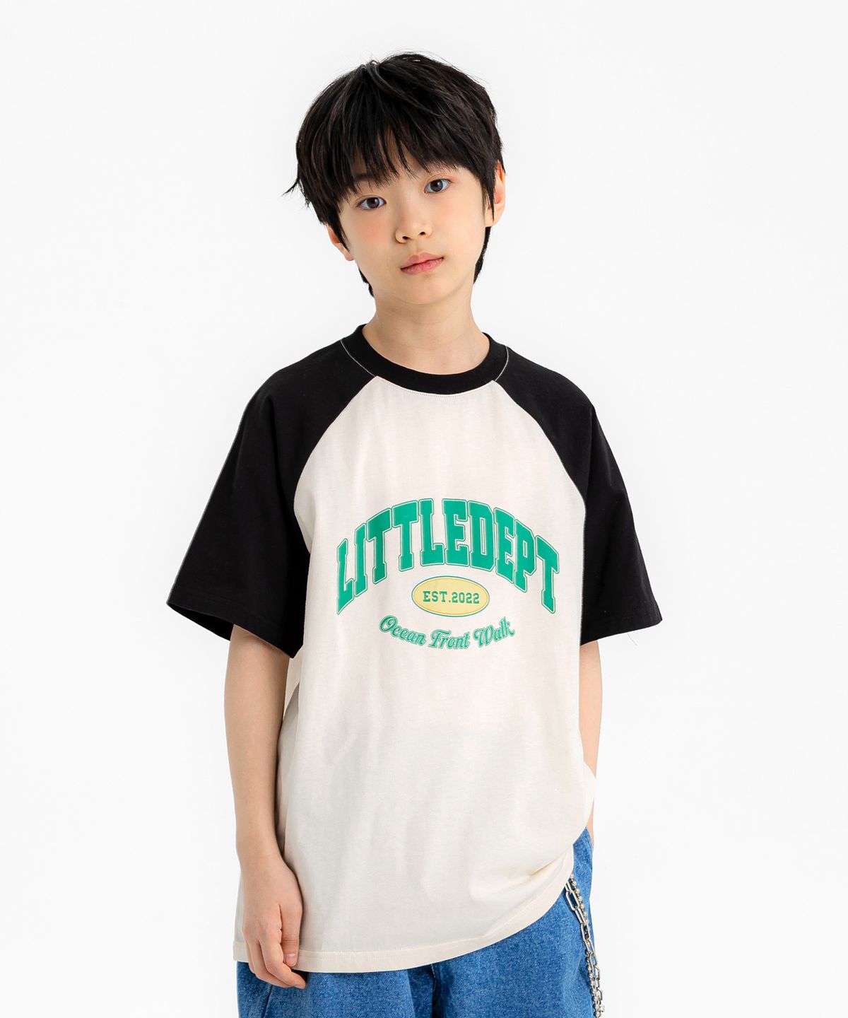 리틀뎁(LITTLE DEPT) 베이직 라글란 티셔츠 Black