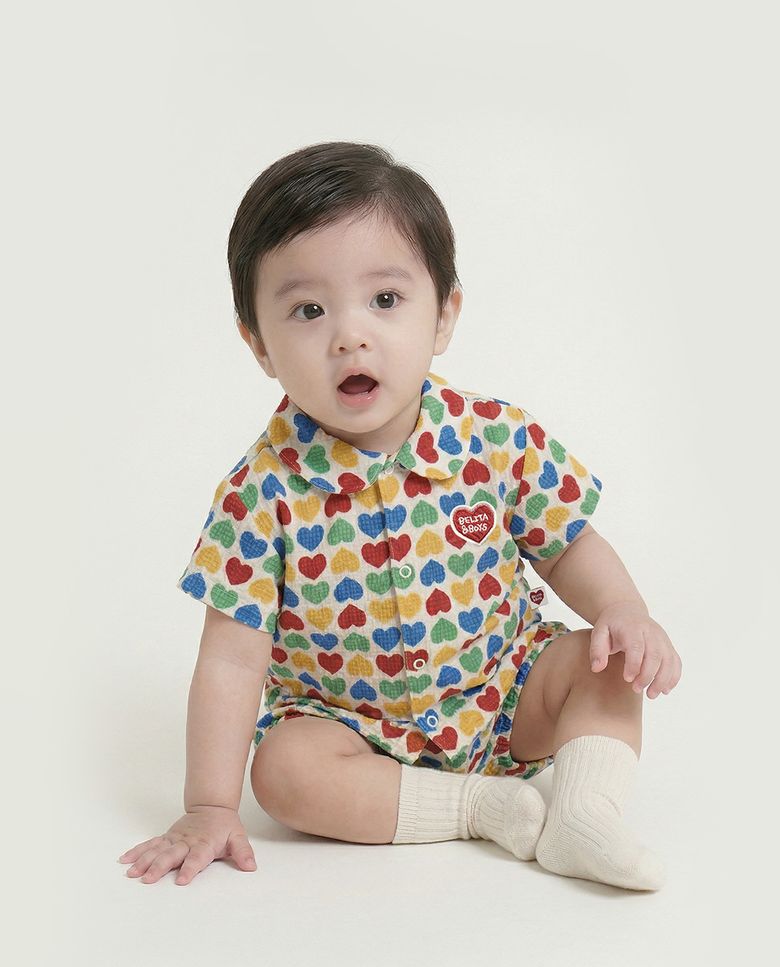 베이비레인보우하트폴리서커 반팔셔츠쇼츠상하복 BB6MST11CM