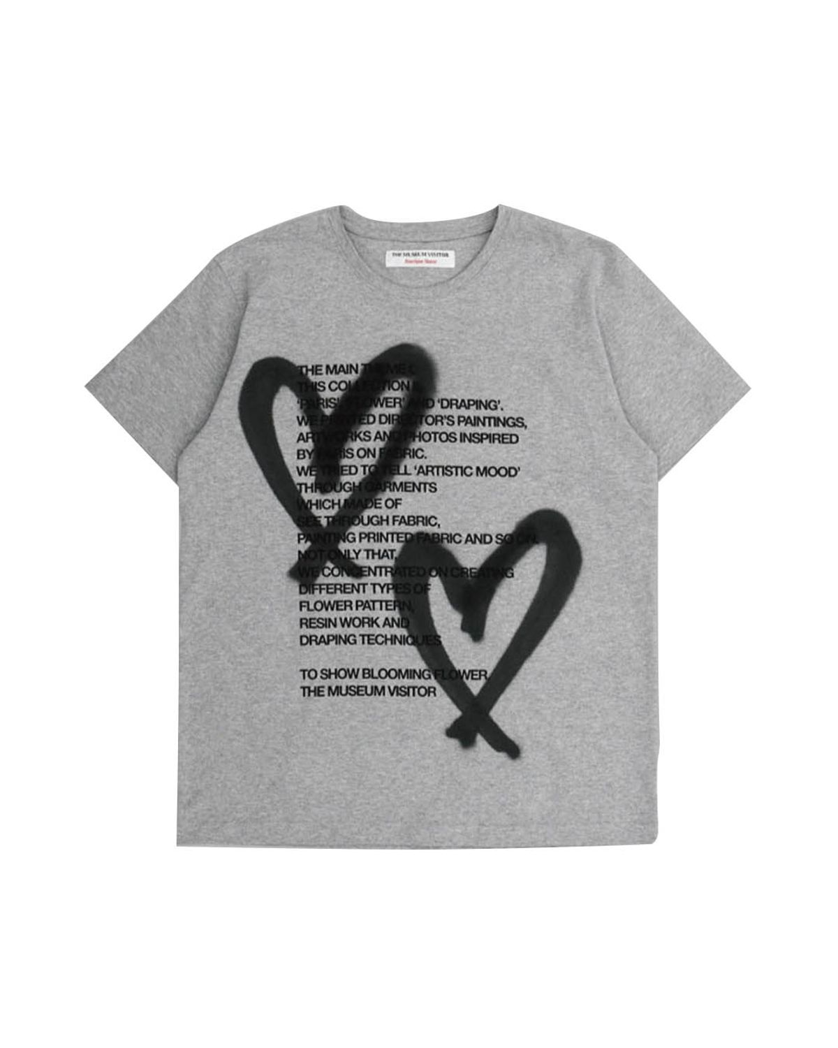 더뮤지엄비지터(THEMUSEUMVISITOR) HEART SPRAYED T-SHIRTS (GREY)