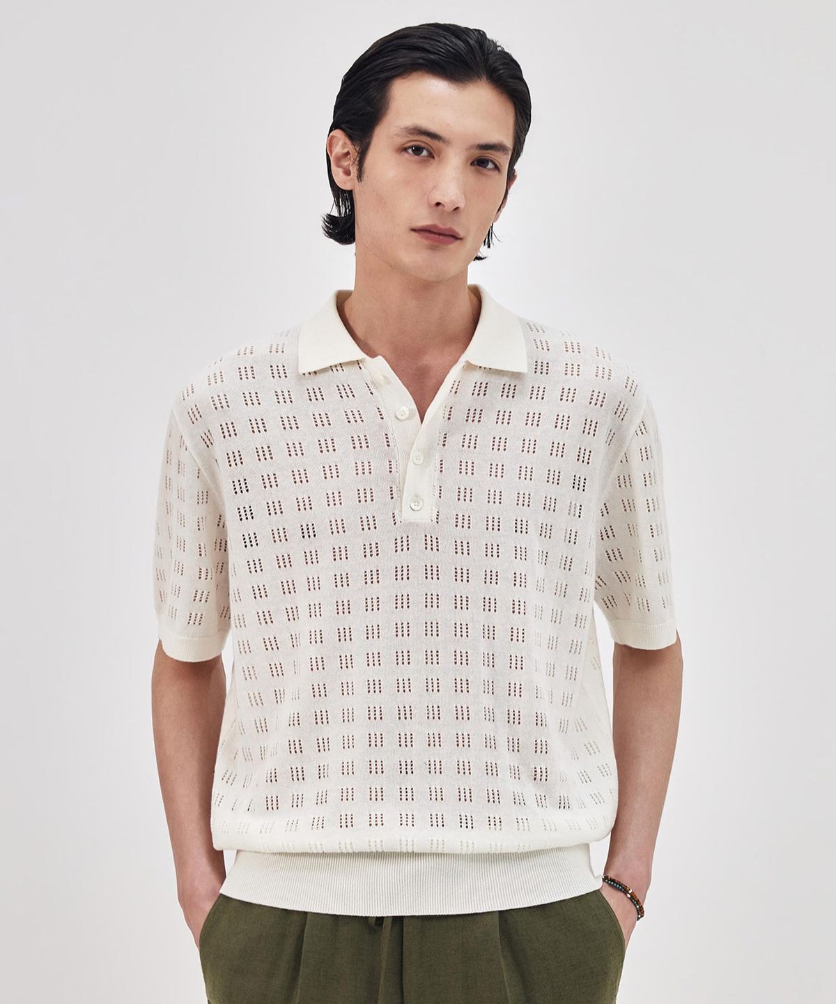 더니트컴퍼니(THEKNITCOMPANY) 오레아 스카시 폴로 셔츠 - 루센트 화이트