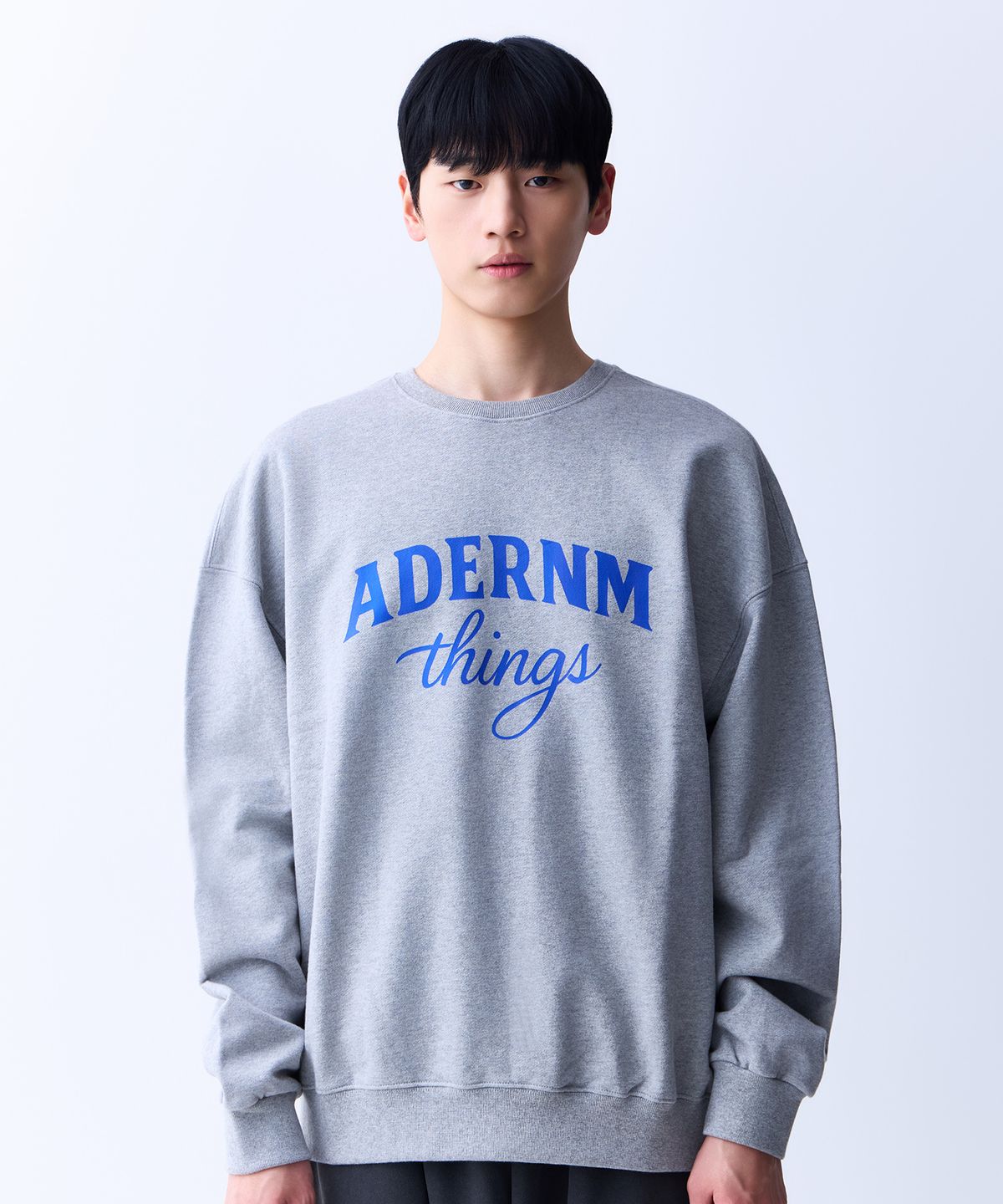 에이던엠(ADERNM) 씽즈 스웨트셔츠 그레이&블루