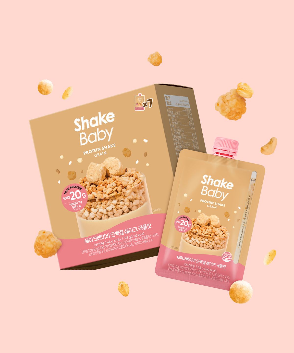 쉐이크베이비(SHAKEBABY) [총 7개입] 쉐이크베이비 단백질 쉐이크 파우치 45g