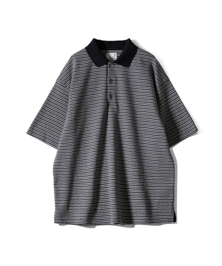 Sumerset Short Pique Stripe Pullover Shirt Charcoal