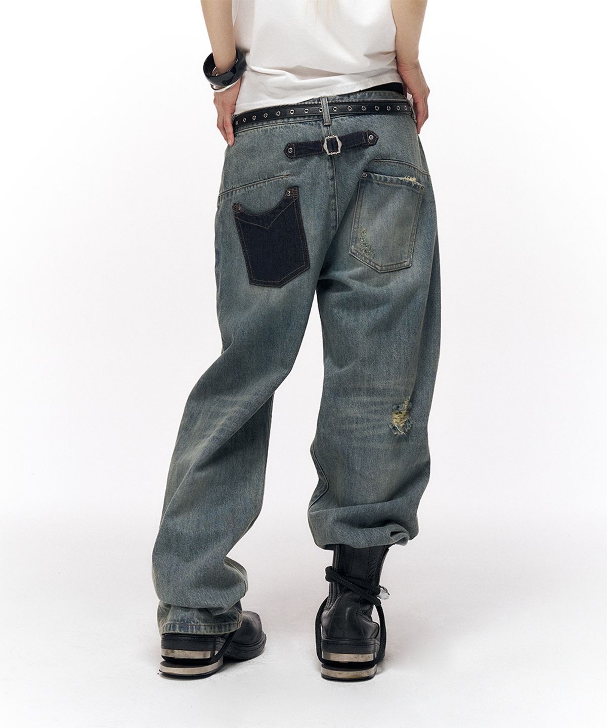 스키즘 인듀싱(SCHISM INDUCING) WORN ENGINEERED JEANS BLUE