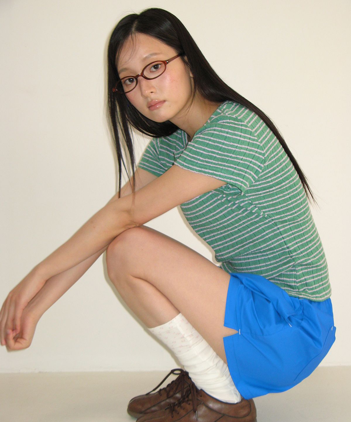 론론(RONRON) STRIPE SLIM FIT SHORT SLEEVE GREEN