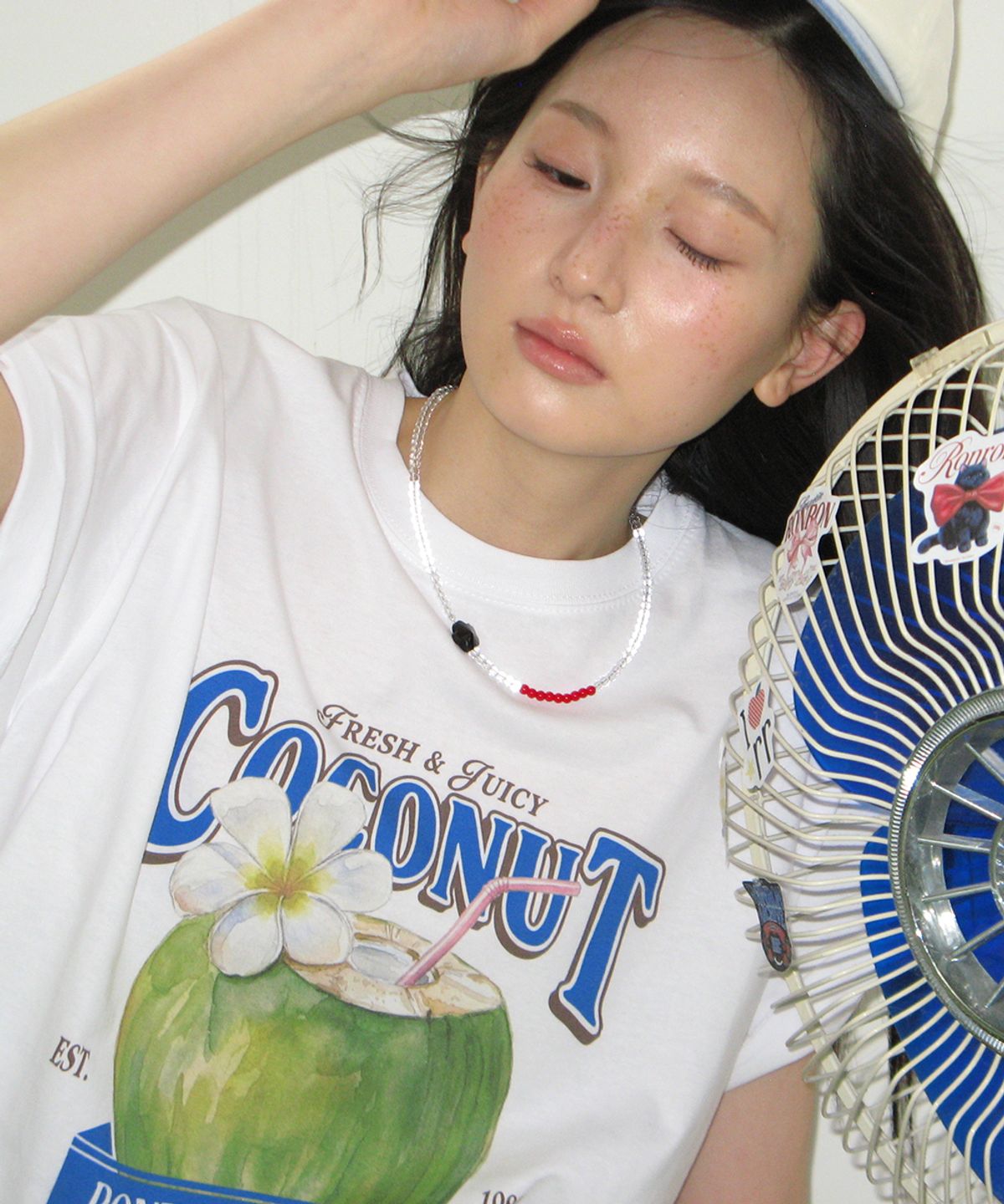 론론(RONRON) VINTAGE COCONUT BASIC FIT T SHIRT WHITE