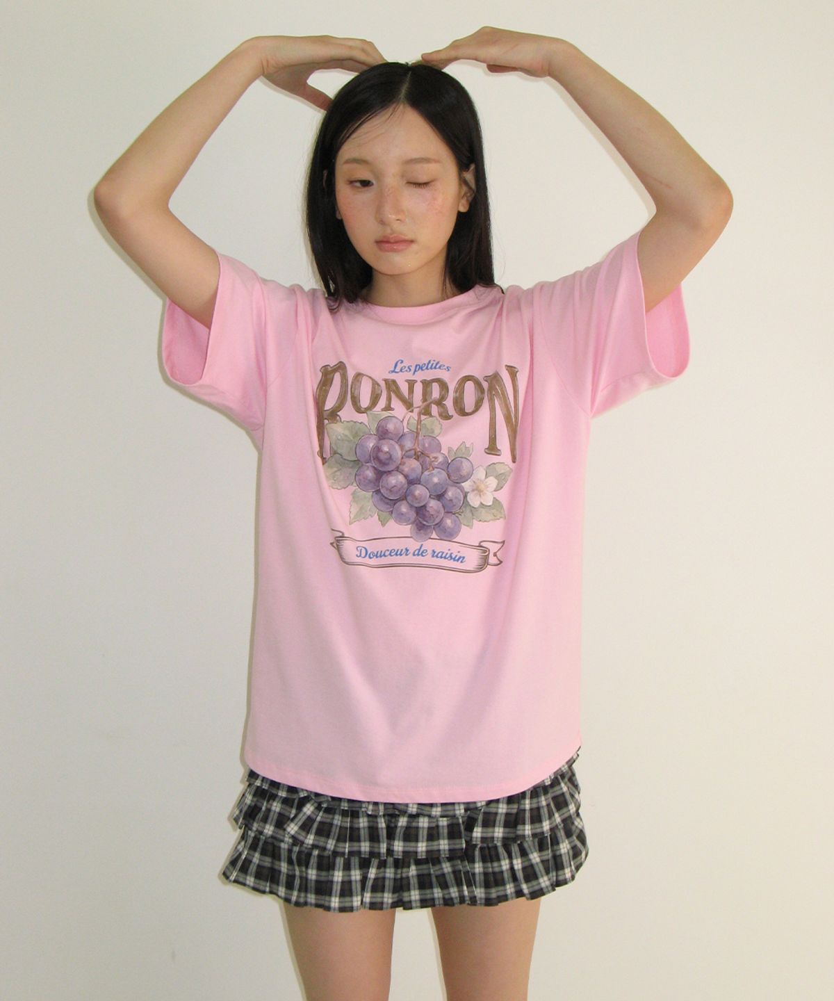 론론(RONRON) VINTAGE GRAPE BASIC FIT T SHIRT PINK