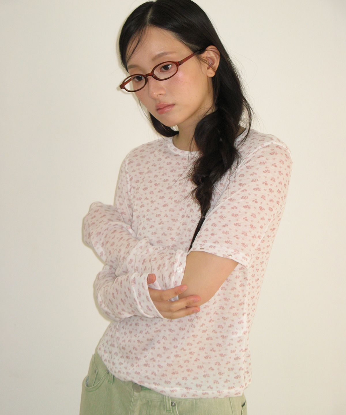 론론(RONRON) DETACHABLE BUTTON SLIM LONG SLEEVE IVORY