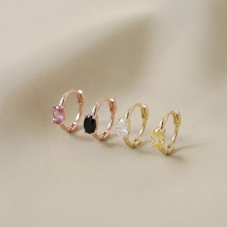 14k post 루미 원터치 링 귀걸이(4colors)