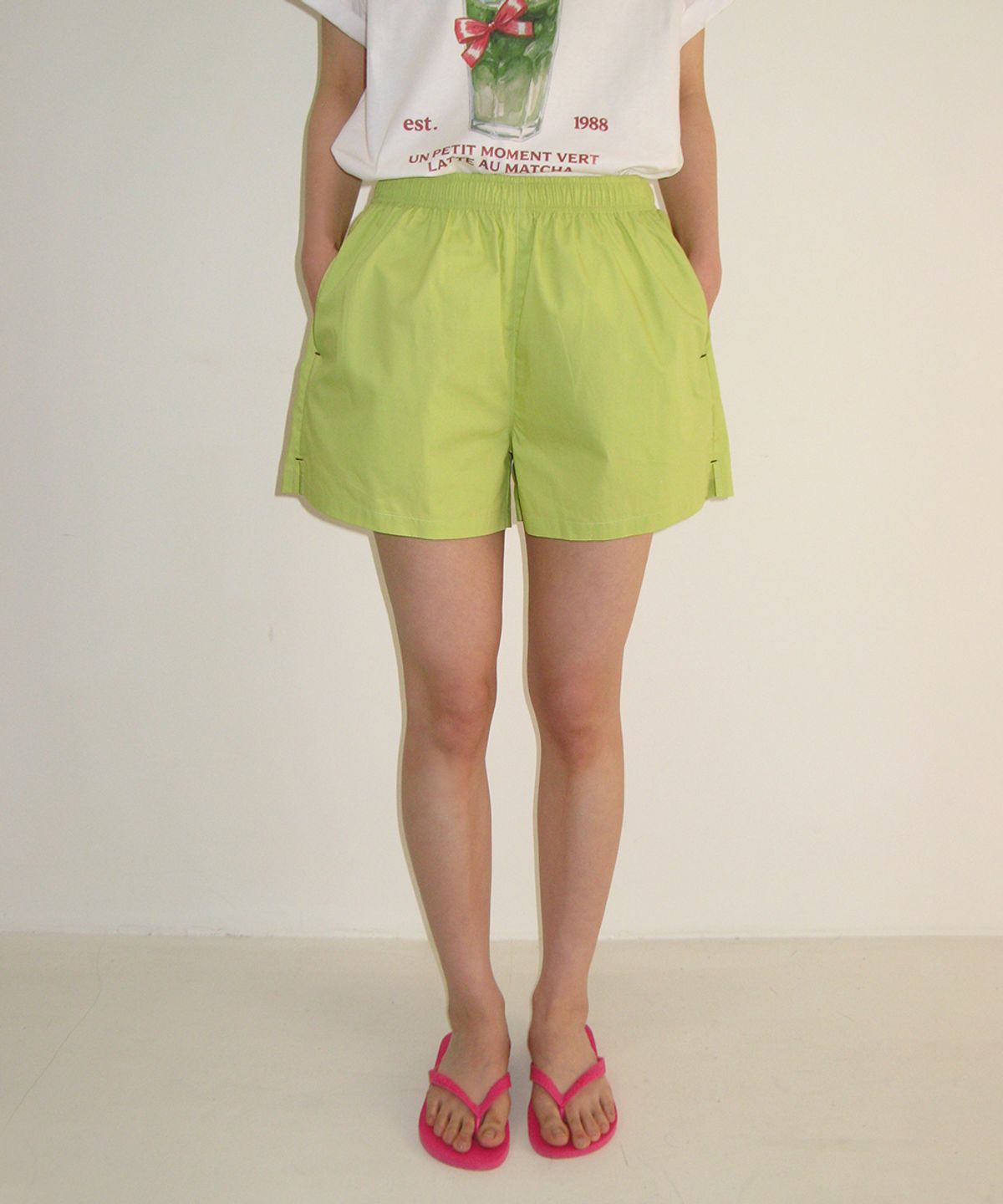론론(RONRON) HEART POCKET TRUNK SHORT PANTS OLIVE