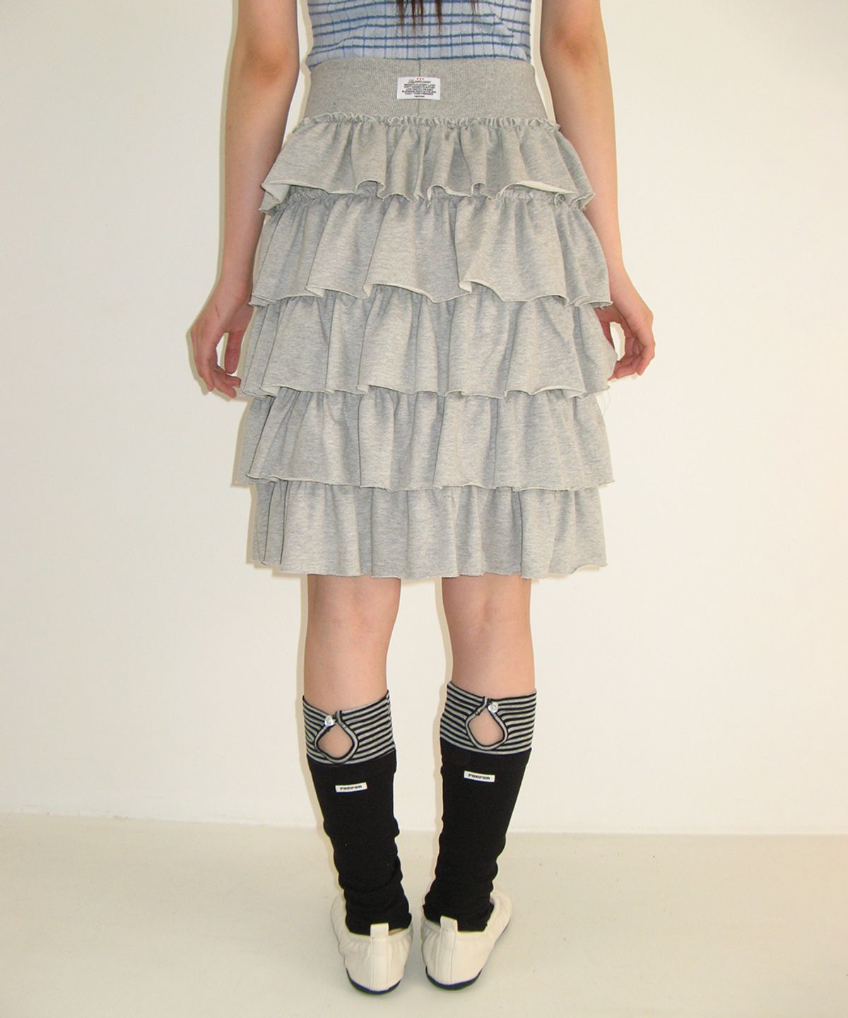 론론(RONRON) CANCAN TIERED MIDI SKIRT GREY