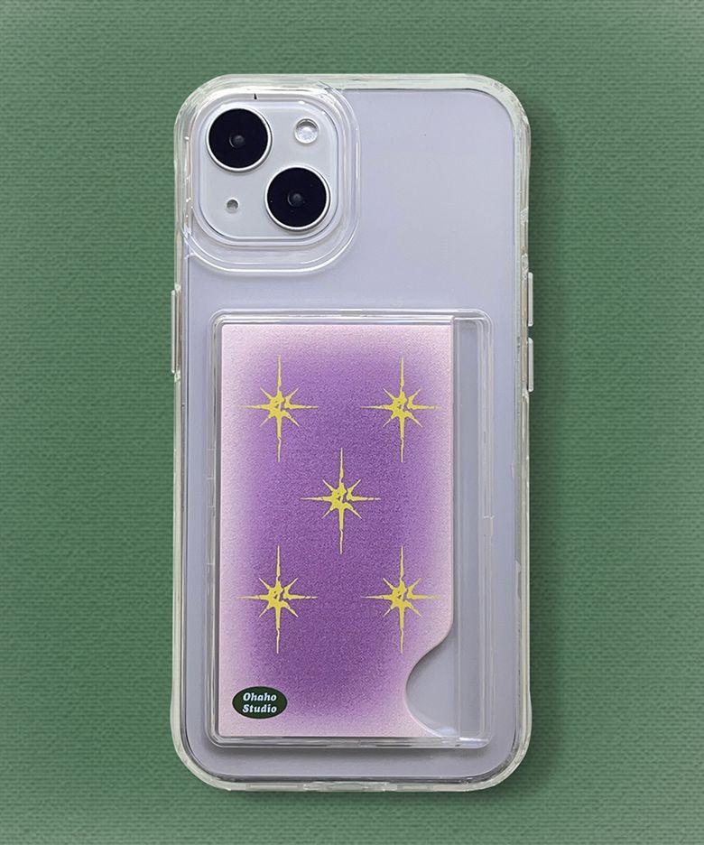 Pink Night card poket Phone case 카드 젤하드