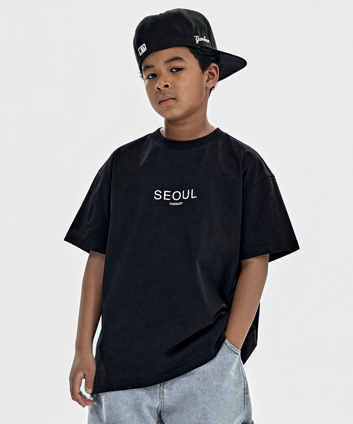 테이크이지 키즈(TAKEASY KIDS) 서울 자이언트핏 티셔츠 (블랙)