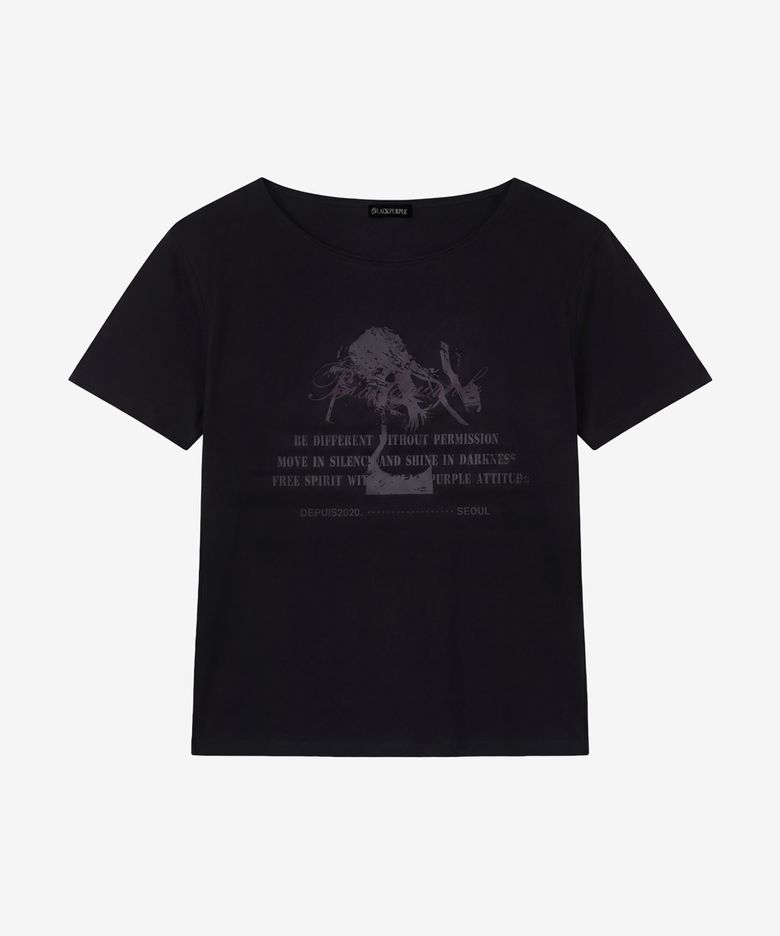 뮤즈 오프숄더 반팔티_블랙 Muse Off-Shoulder Tee_Black