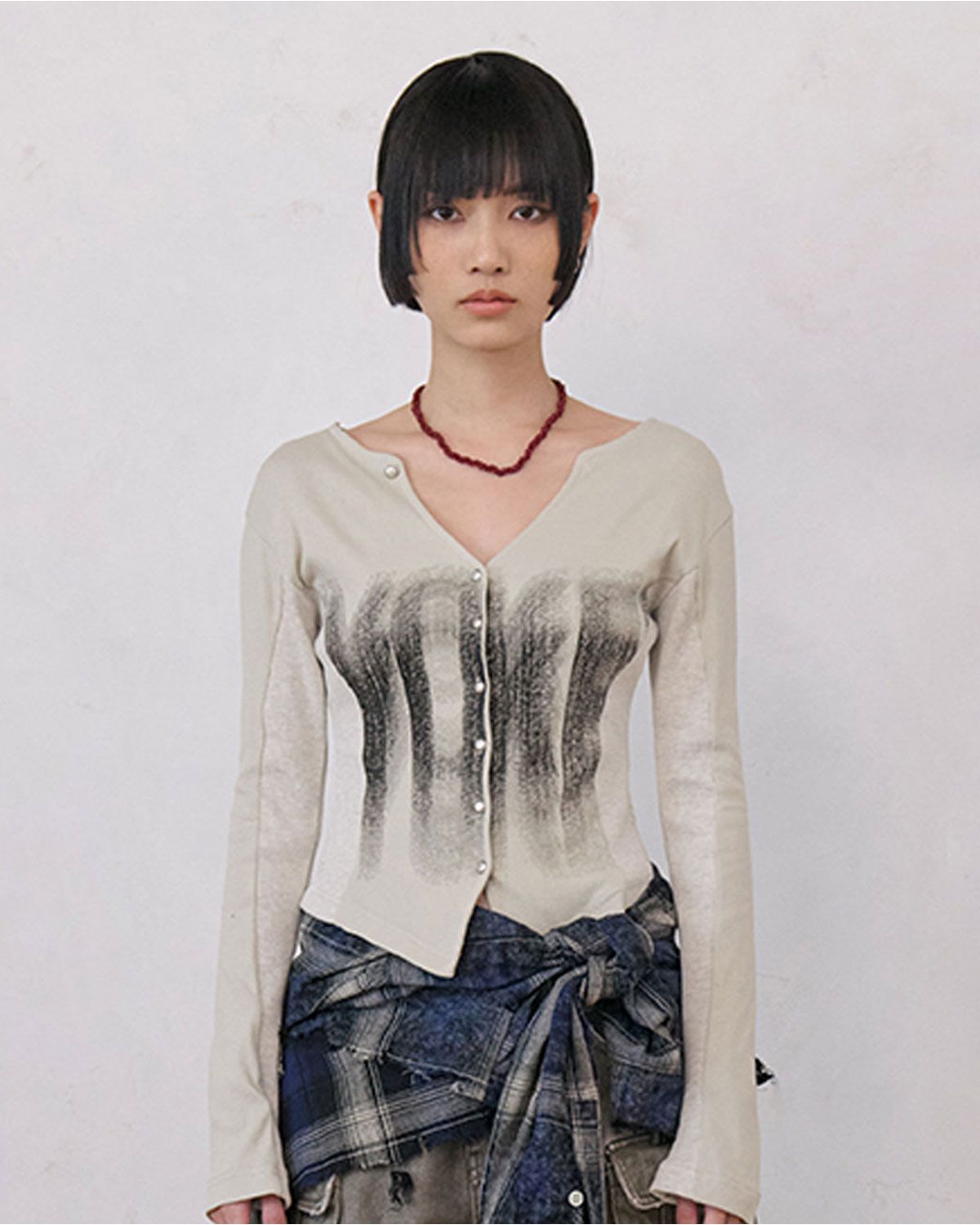 노 엑스트라 터치(NO EXTRA TOUCH) Cotton Cardigan (Beige)_25FWKC002BE