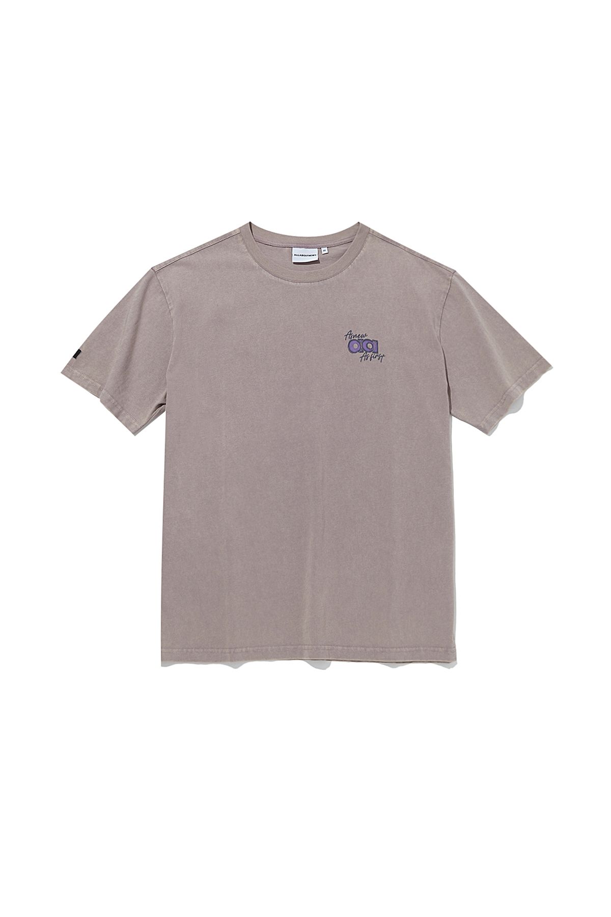 올어바웃뉴(ALL ABOUT NEW) 로고 변형 솔트 워싱 반팔 티셔츠 와인 ANA2TR40AWN