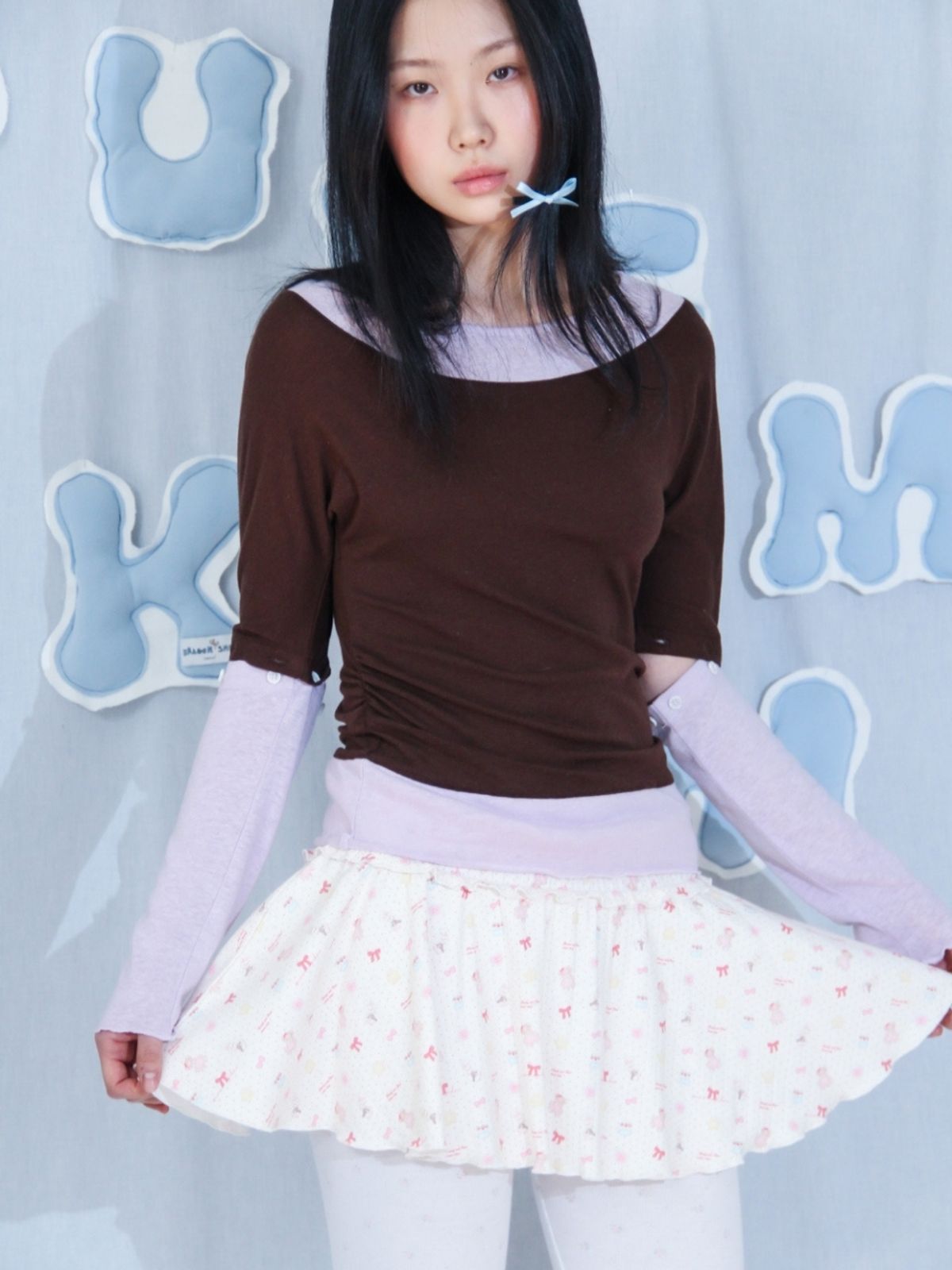 구름킴(GULEMKIM) Waist Shirred Half Skirt (2 colors)