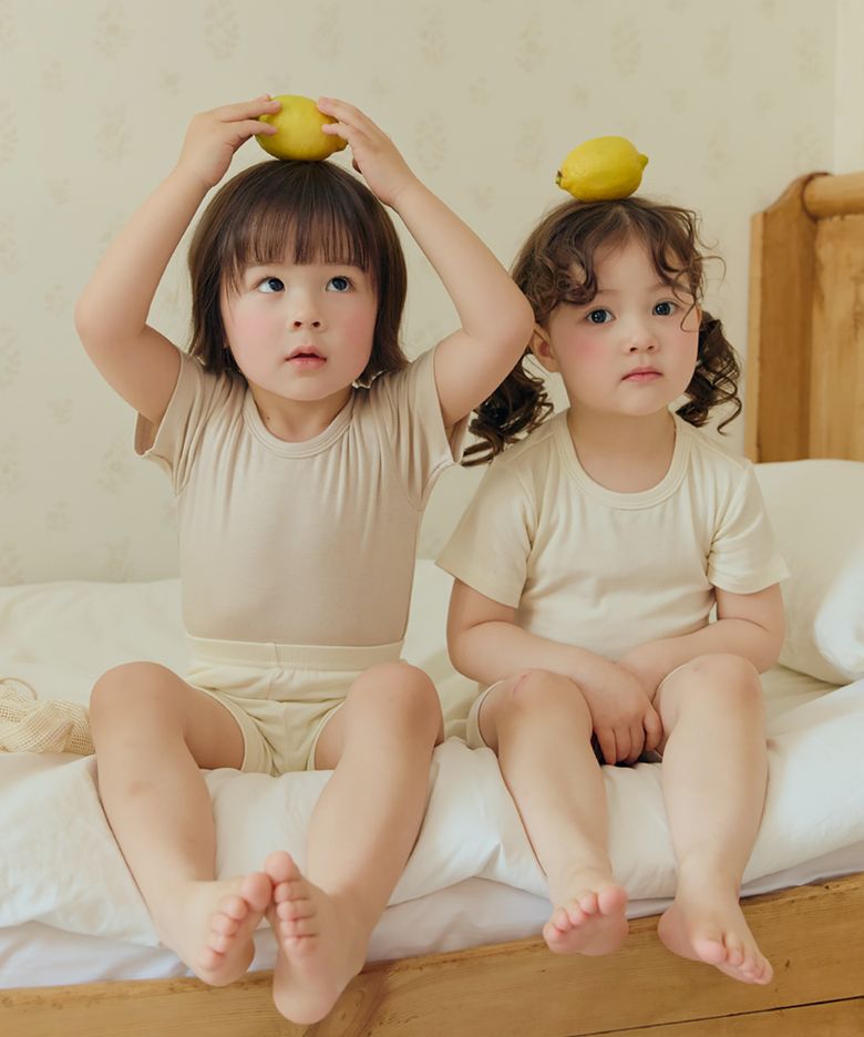 썸머골지(크림/브라운) 5부 실내복