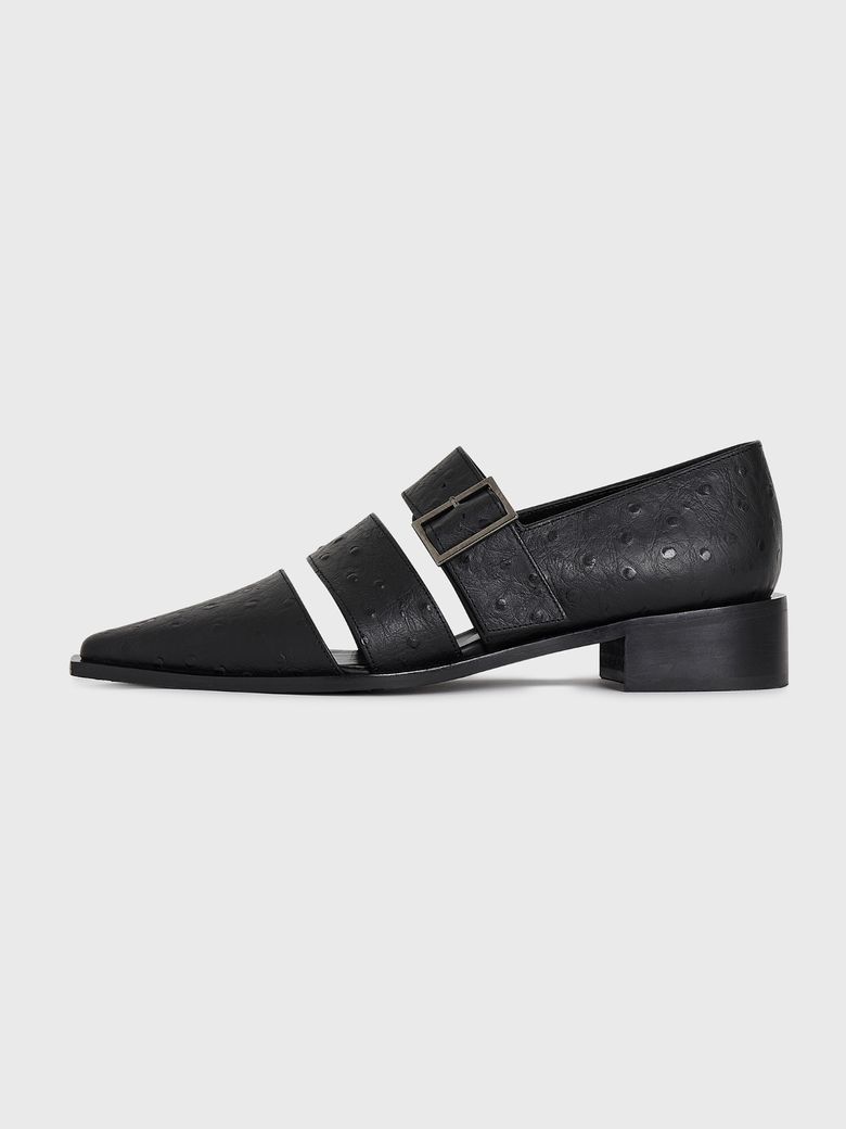 OSTRICH LOAFERS, (BLACK)