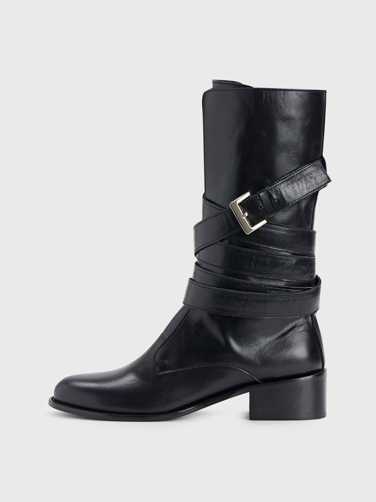 잡화룸(JABHUAROOM) BUCKLE STRAP MID BOOTS