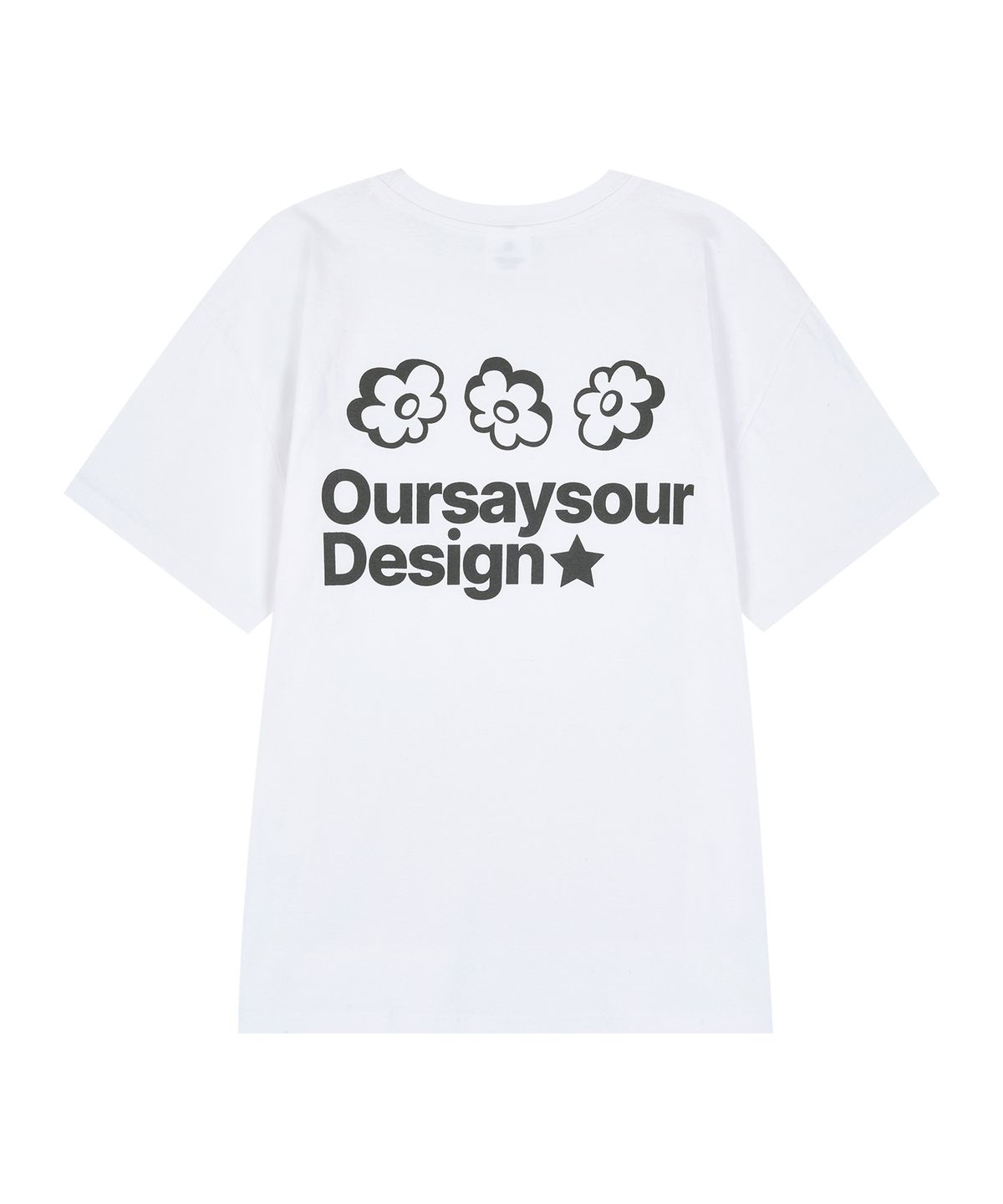 아워세이아워(OURSAYSOUR) 플라워 심볼 로고 오버핏 반팔티 화이트
