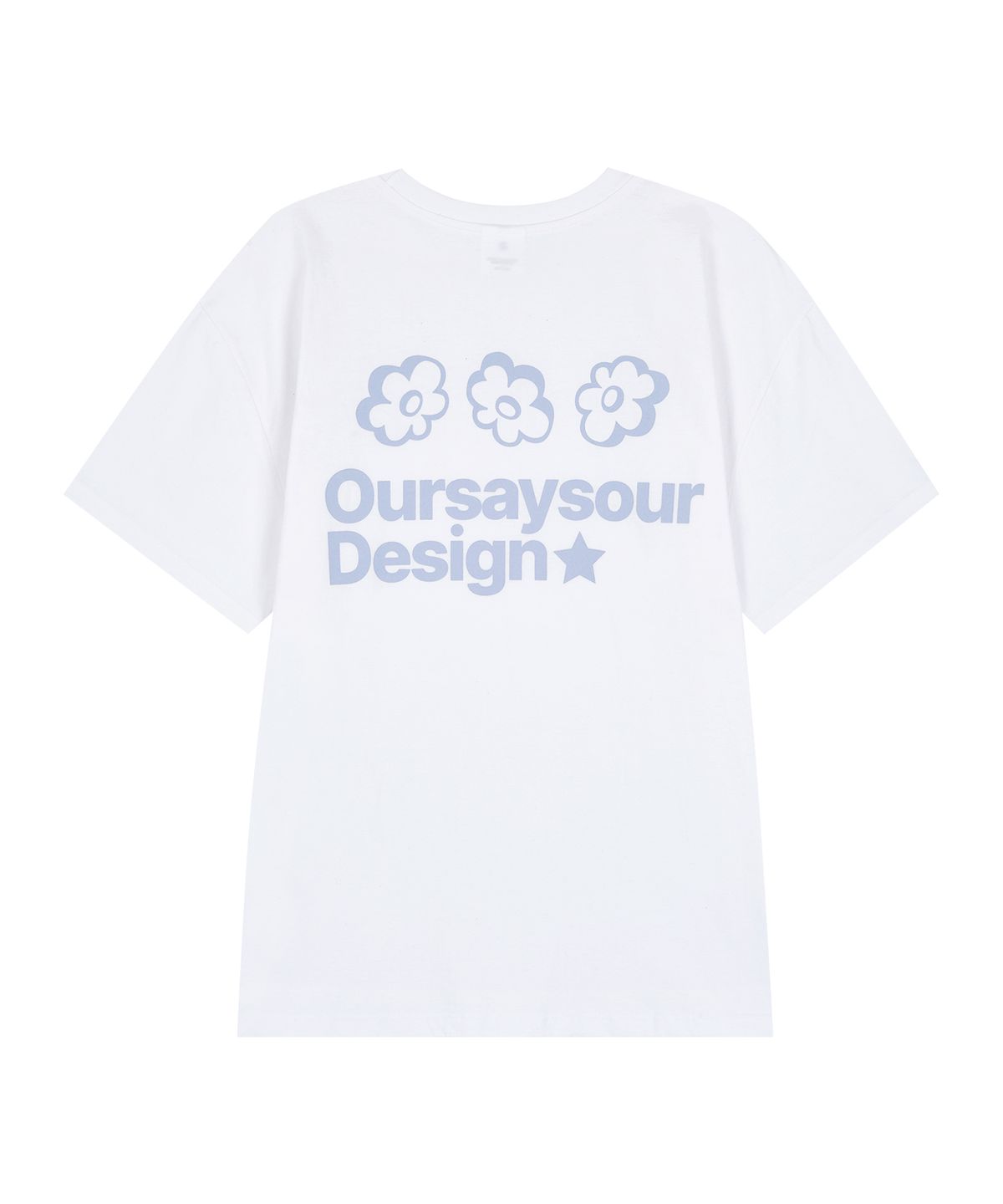 아워세이아워(OURSAYSOUR) 플라워 심볼 로고 오버핏 반팔티 스카이블루