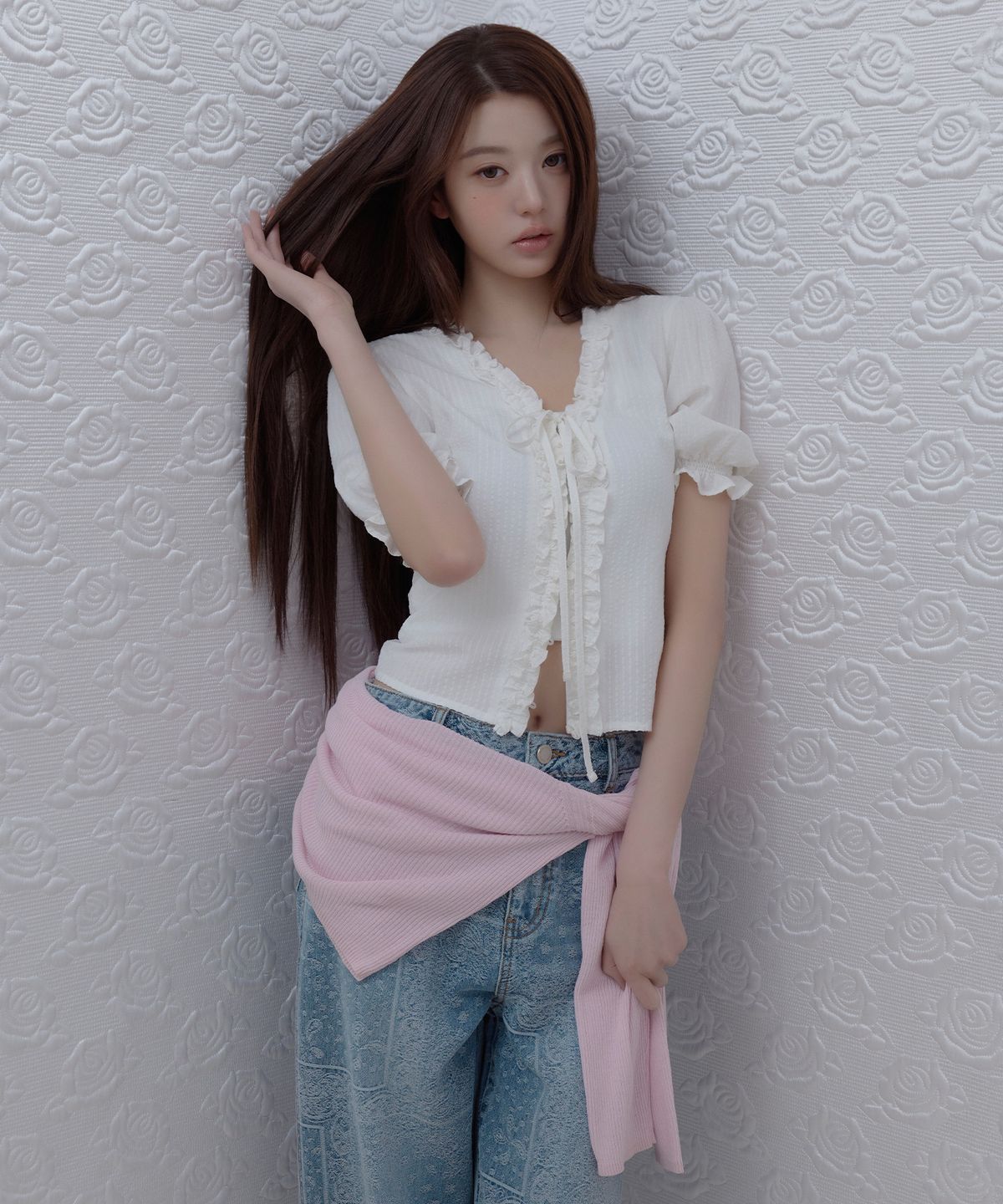 로라로라(ROLAROLA) PAISELY DENIM PANTS LIGHT BLUE