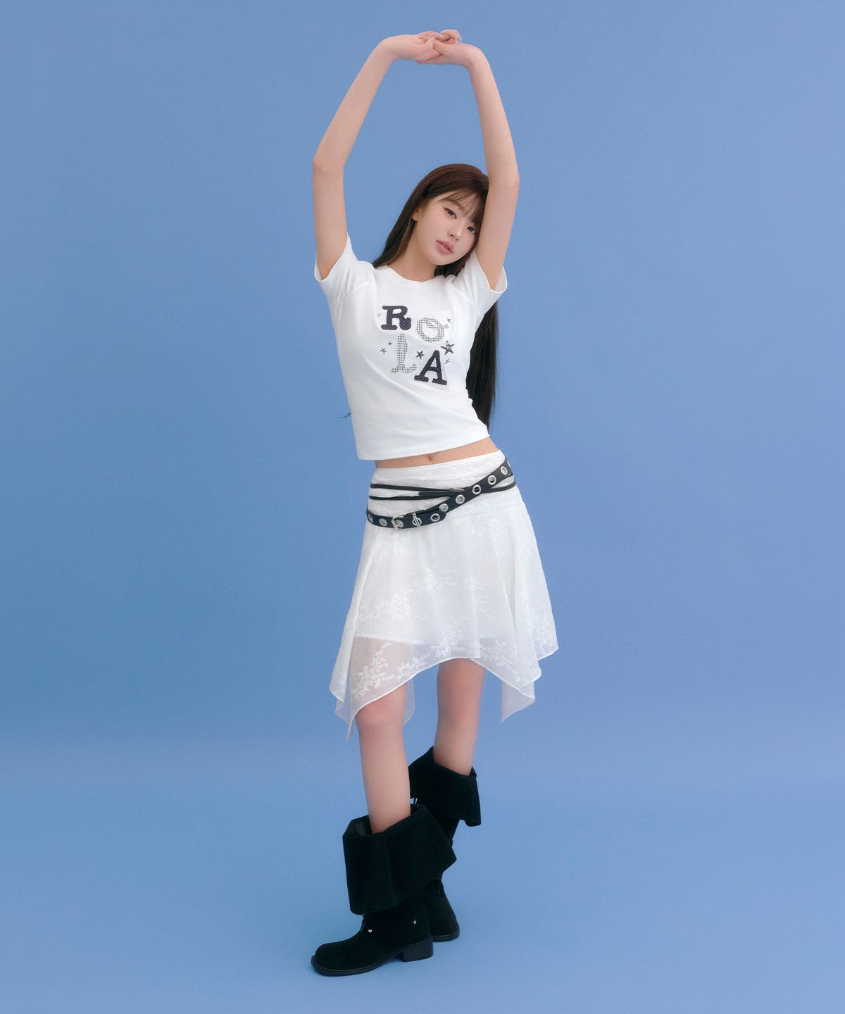 로라로라(ROLAROLA) LACE UNBALANCE SKIRT WHITE