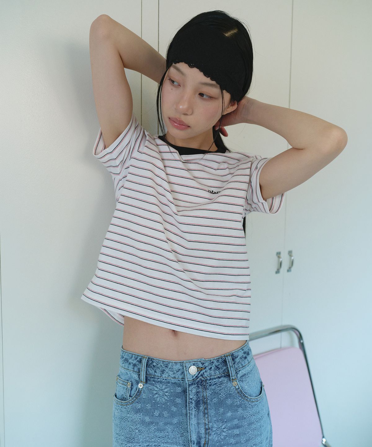 로라로라(ROLAROLA) MULTI STRIPE T-SHIRT WHITE