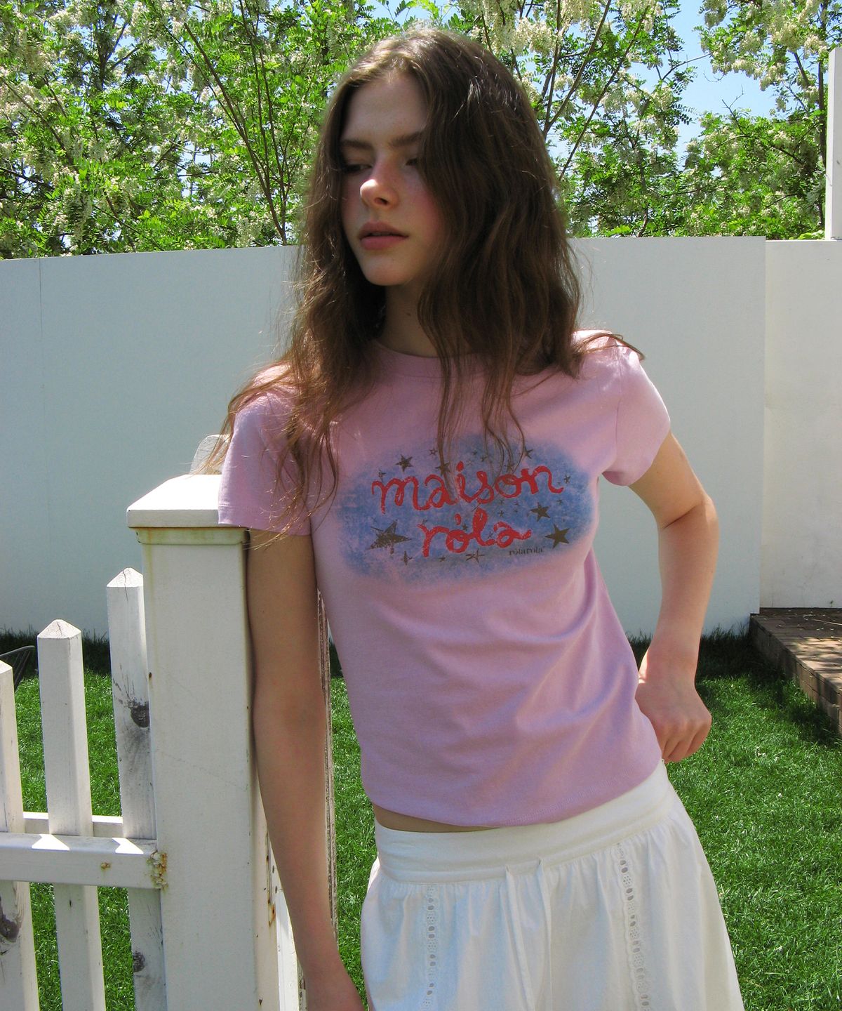 로라로라(ROLAROLA) PIGMENT ROLA LETTERING T-SHIRT PINK