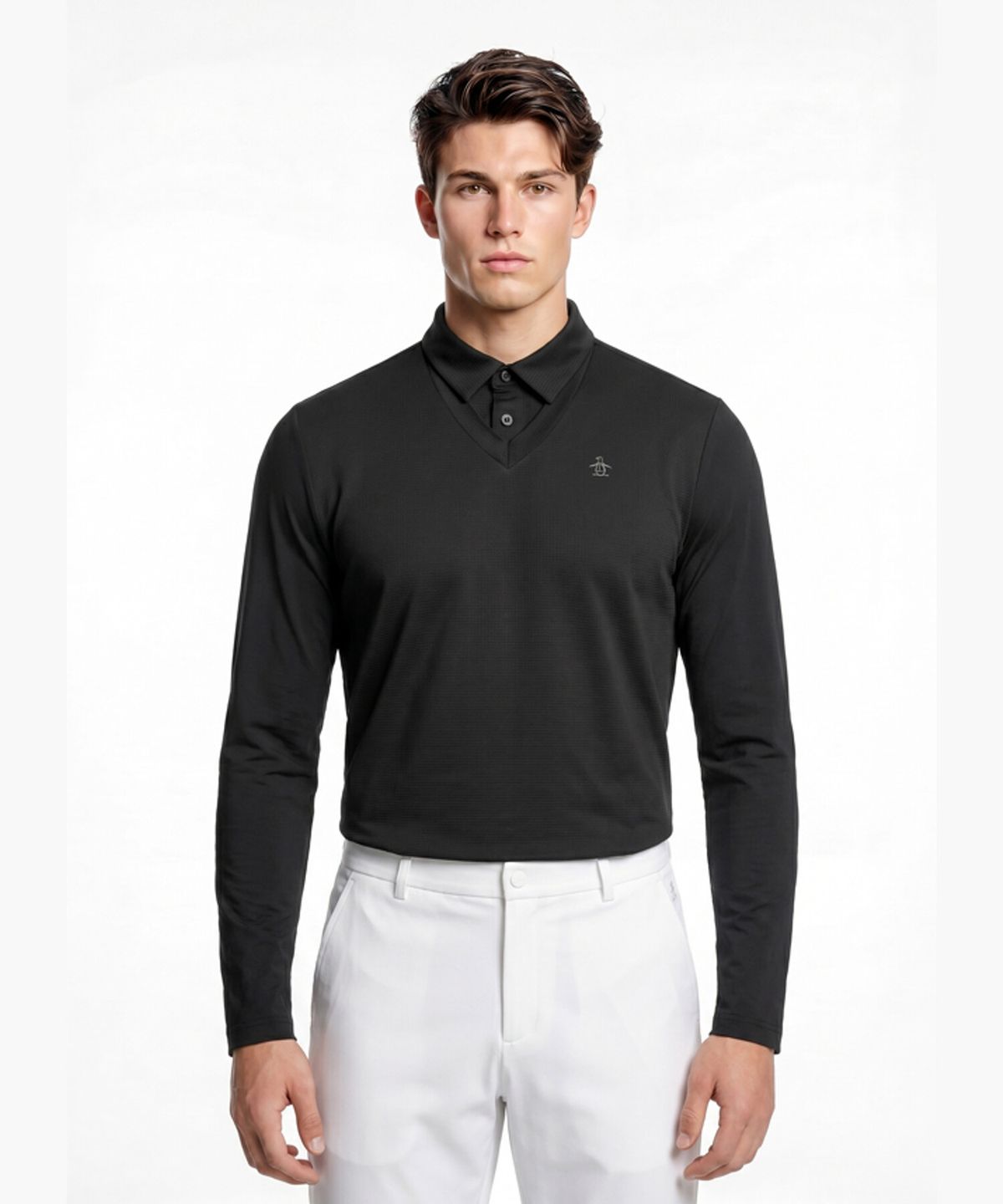 먼싱웨어(MUNSINGWEAR) 남성 베스트 레이어드 냉감 긴팔 티셔츠 블랙 MR221MTL53