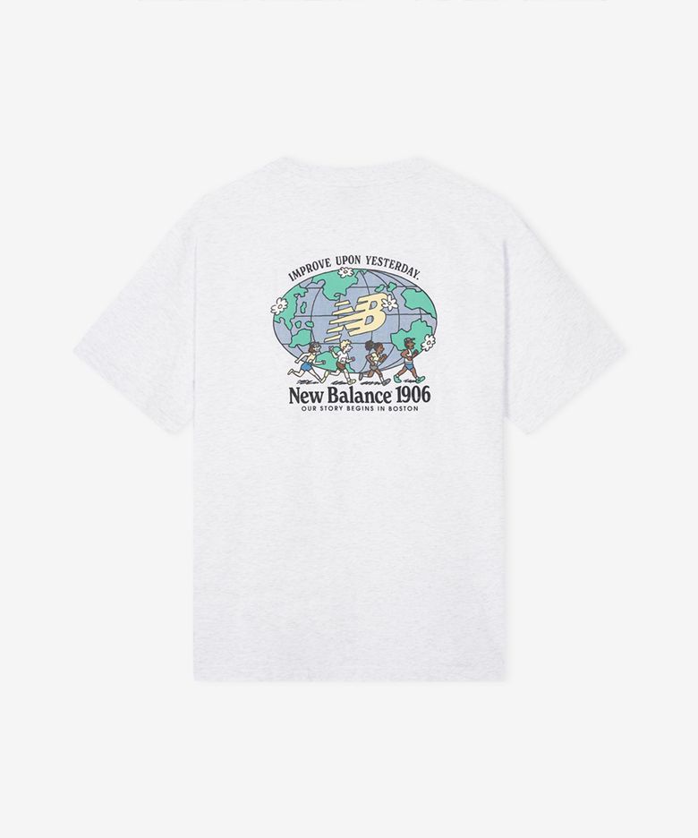 NBNEG21513 / UNI NB 프렌즈 지구 그래픽 반팔티 (LIGHT GRAY)