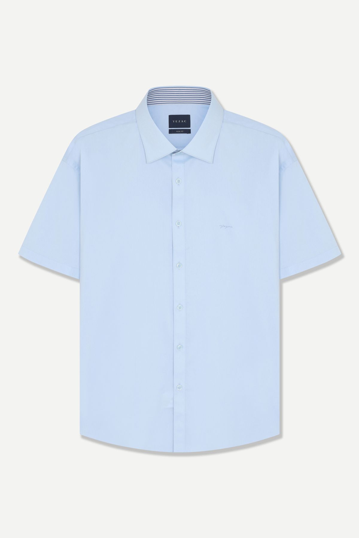 예작(YEZAC) 면 혼방 스트레치 슬림핏 배색 셔츠 블루 YEFMBS253BL
