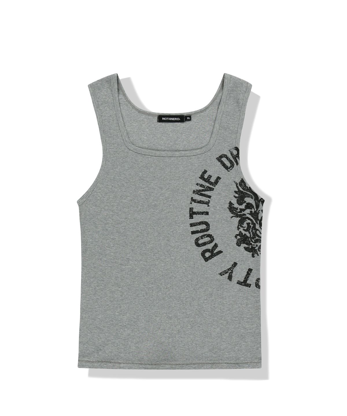 낫포너드(NOT4NERD) Circle Slogan Ribbed Sleeveless - Grey