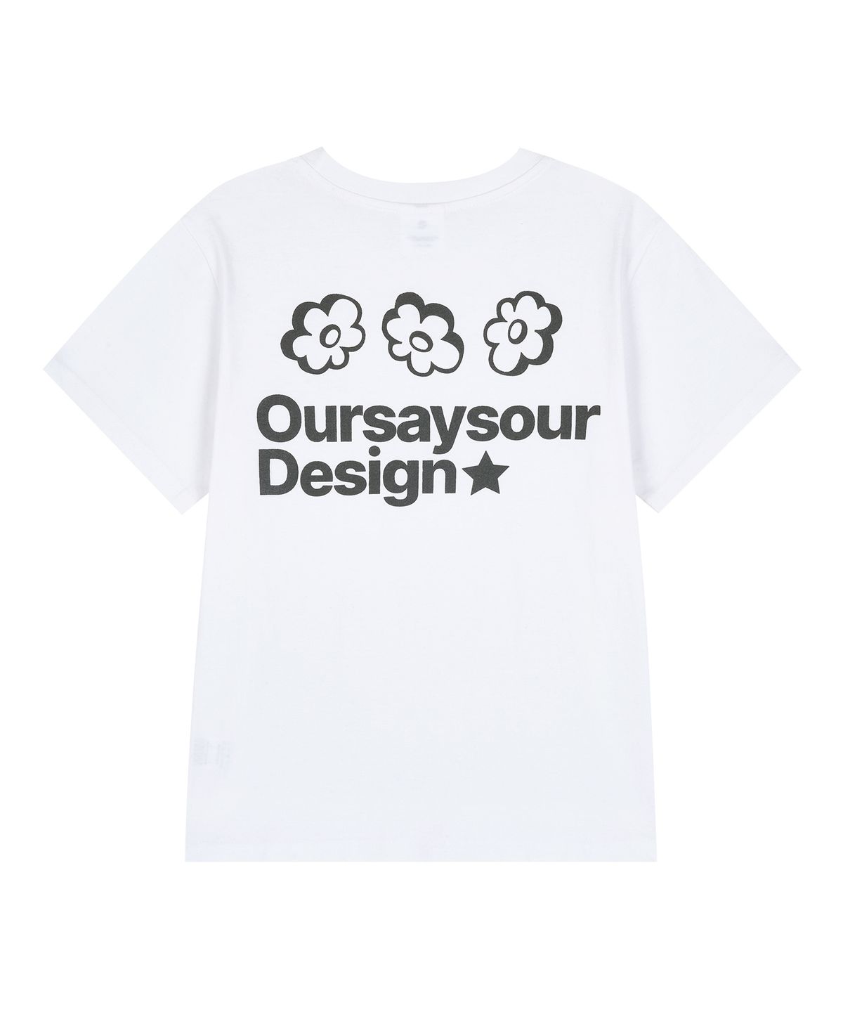 아워세이아워(OURSAYSOUR) 플라워 심볼 로고 크롭 반팔티 화이트