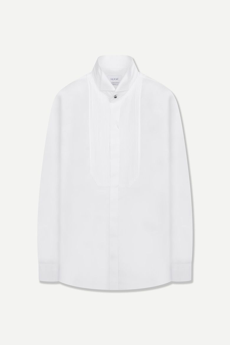 120수 턱시도 핀턱 슬림핏 셔츠 화이트 YJFSUS565WH
