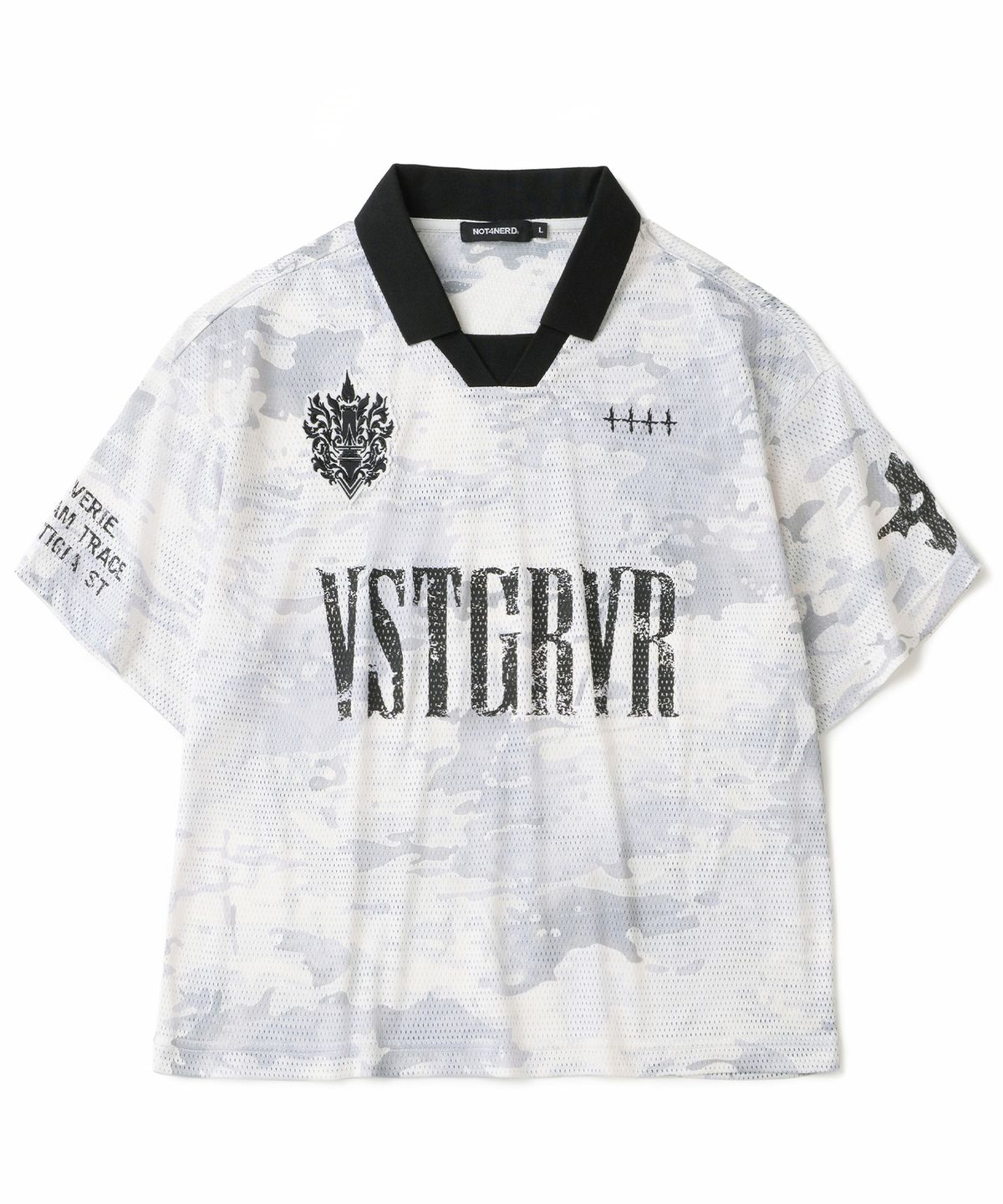 낫포너드(NOT4NERD) Symbol Crest Mesh Collar T-Shirts - White