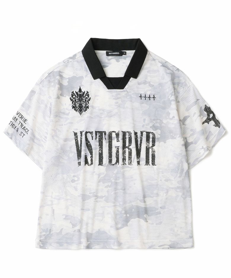 Symbol Crest Mesh Collar T-Shirts - White