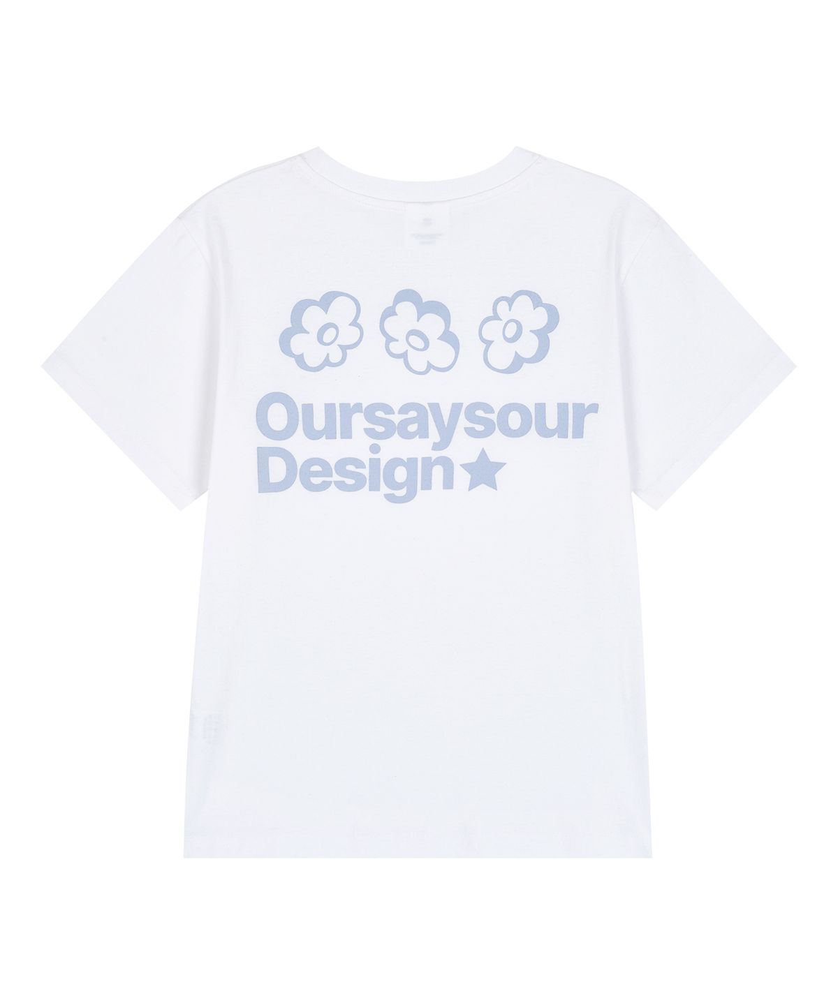아워세이아워(OURSAYSOUR) 플라워 심볼 로고 크롭 반팔티 스카이블루