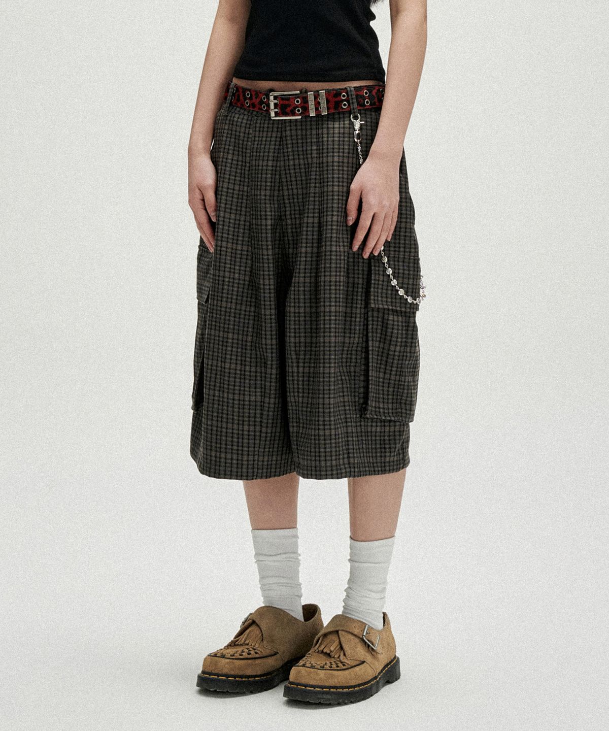 낫포너드(NOT4NERD) TR Side Pocket Check Bermuda Shorts - Brown