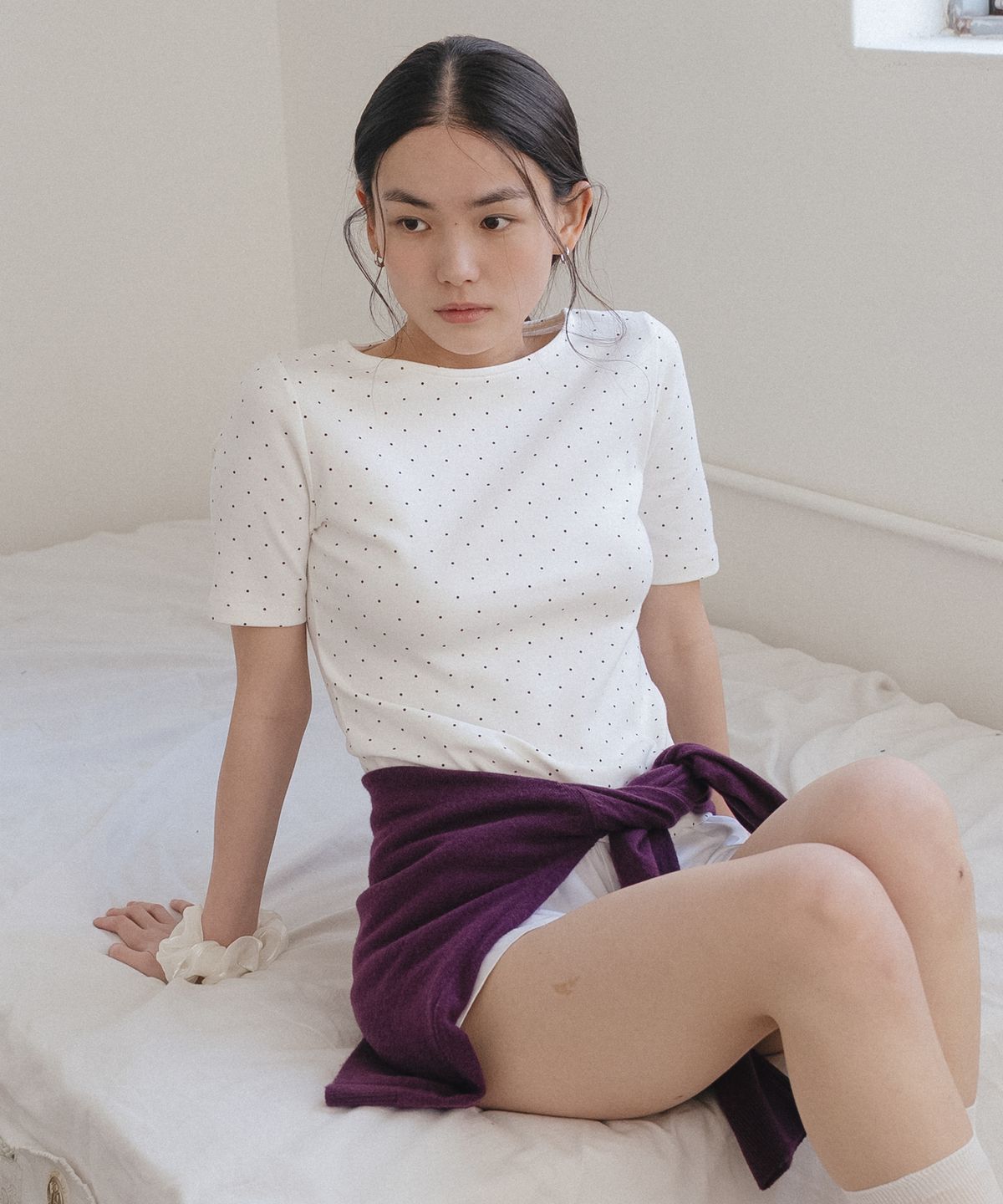 틸아이다이(TILL I DIE) Dot slim t-shirt [TISP06TS01]_Ivory