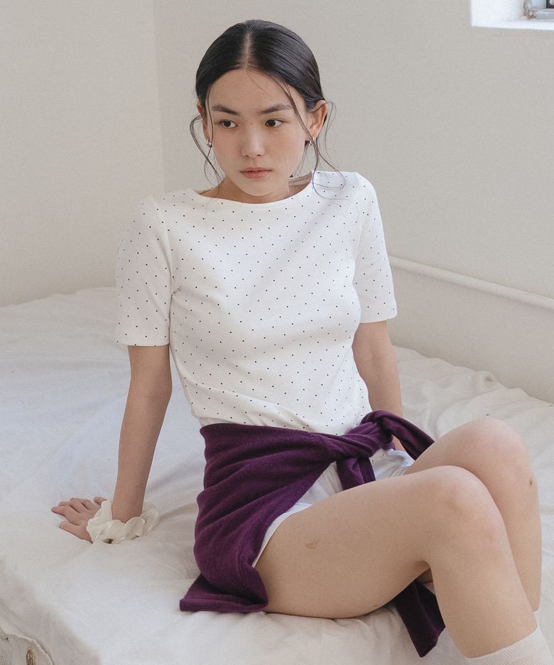Dot slim t-shirt [TISP06TS01]_Ivory