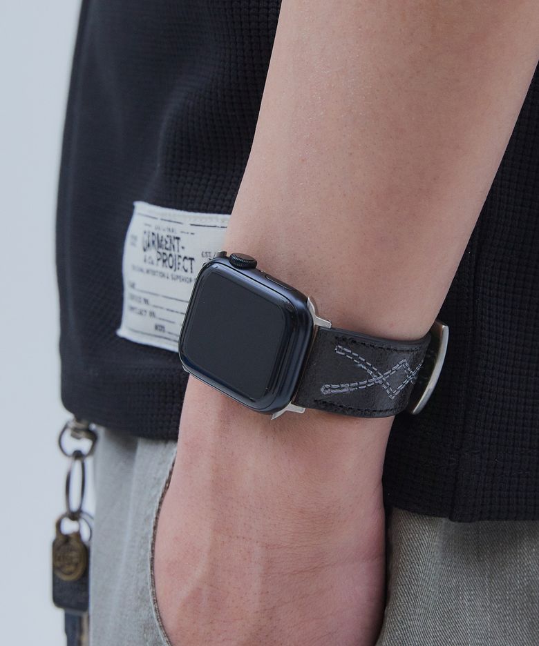 Infinity Stitch Leather Smartwatch Band Black