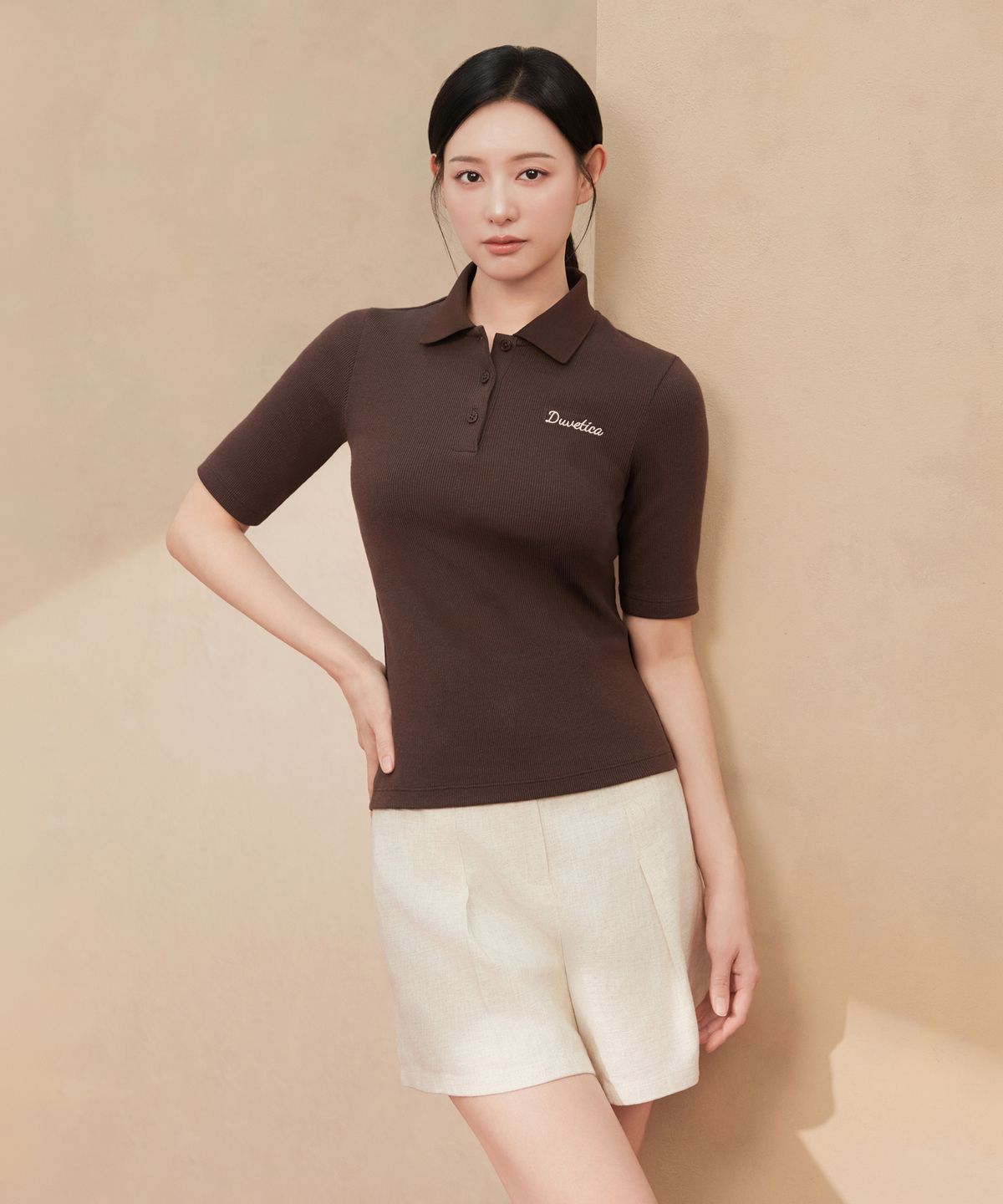 듀베티카(DUVETICA) 로카라 폴로(다크 브라운)(여성 반팔카라티셔츠)