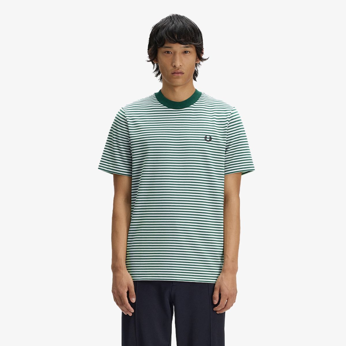 프레드페리(FRED PERRY) [Sharp] 파인 스트라이프 헤비웨이트 티셔츠 - 스포츠그린 AFPM2616581-Z18