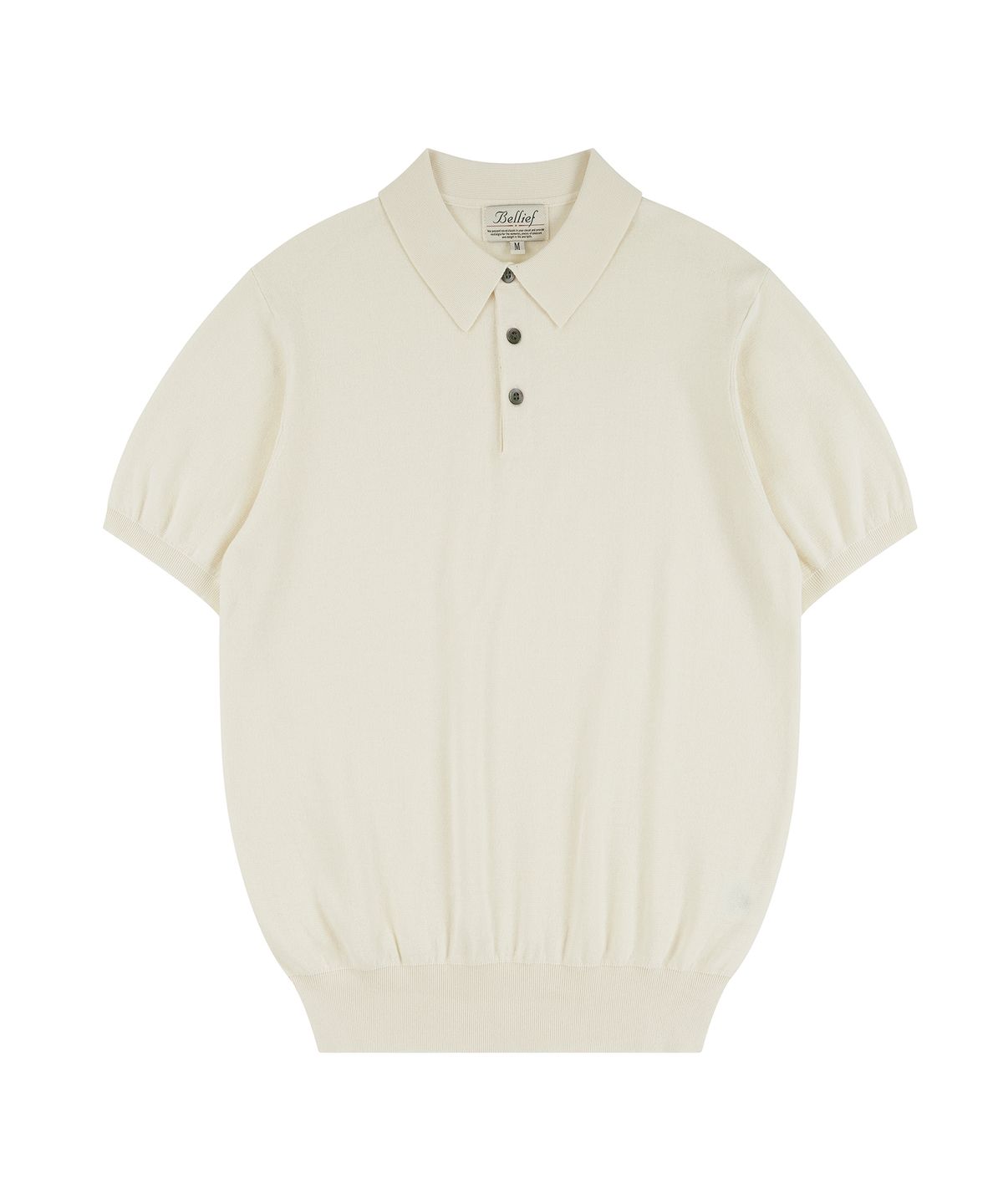 벨리프(BELLIEF) Essential Hard Twist Cotton Short Sleeve Polo Knit (Ivory)