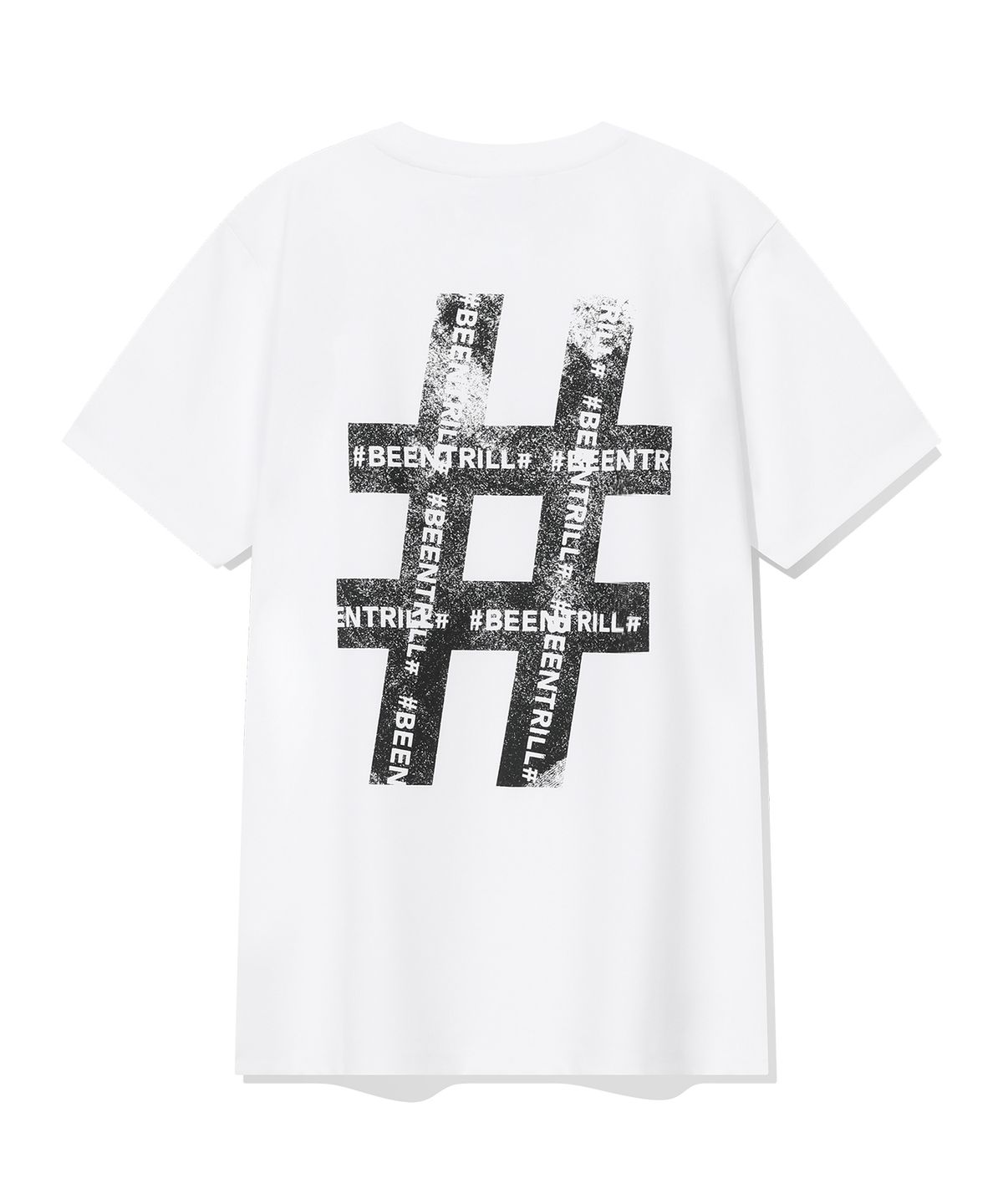 빈트릴(BEENTRILL) 빈티지 해시태그 머슬핏 반팔티(화이트)