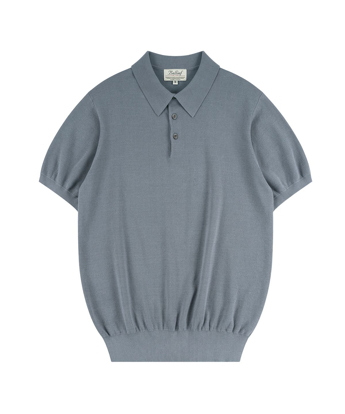 벨리프(BELLIEF) Essential Hard Twist Cotton Short Sleeve Polo Knit (Ice Blue)